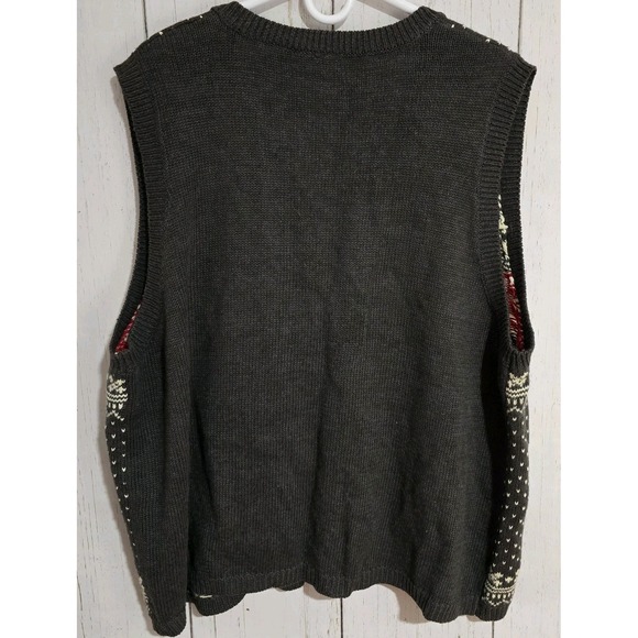 Vintage White Stag 22/24W Black Red White Zipped Winter Snowflakes Sweater Vest - Picture 2 of 8